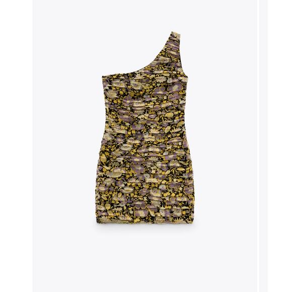 ZARA FLORAL ONE SHOULDER | ZARA DRESS SIZE SMALL - Picture 1 of 10